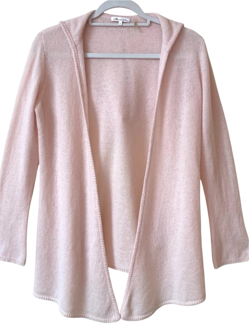 Minnie Rose 100% Cashmere Hooded Cardigan Feminine Balletcore Light Pink Size S